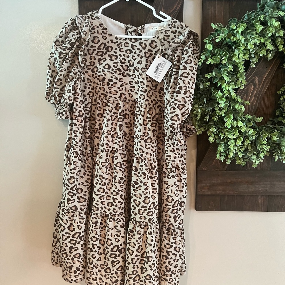 Pocketed Leopard Baby Doll Dress